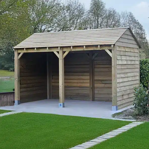 Timber Building Kit 4.8m x 3m With Sides & Back - BBQ Hut  - Stables - Wooden Garage