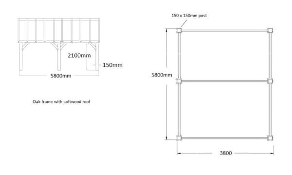 Large Garden Building Kit 5.8m x 3.8m, Oak Frame with Softwood Roof Timber - for Car Port Canopy, Garden Shelter, etc. - Image 4
