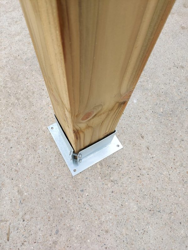 Bolt Down Post Support Galvanised, Square Wooden Post Holder 150mm x 150mm - Image 2