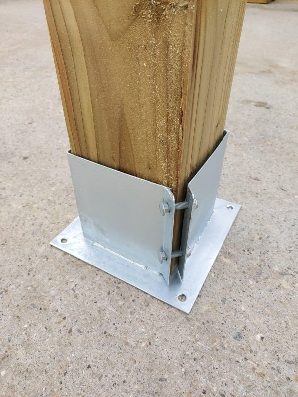 Bolt Down Post Support Galvanised, Square Wooden Post Holder 150mm x 150mm - Image 3
