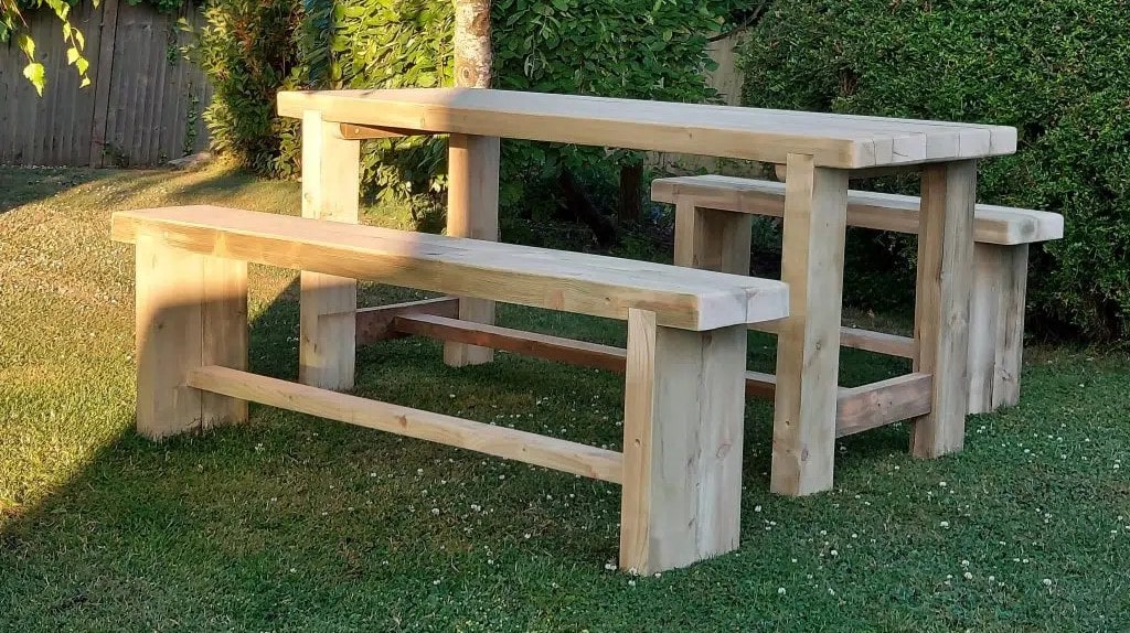 Rustic Table And Bench Set