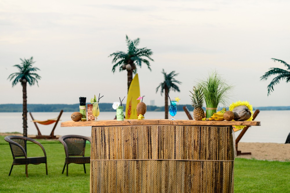Tropical garden tiki bar